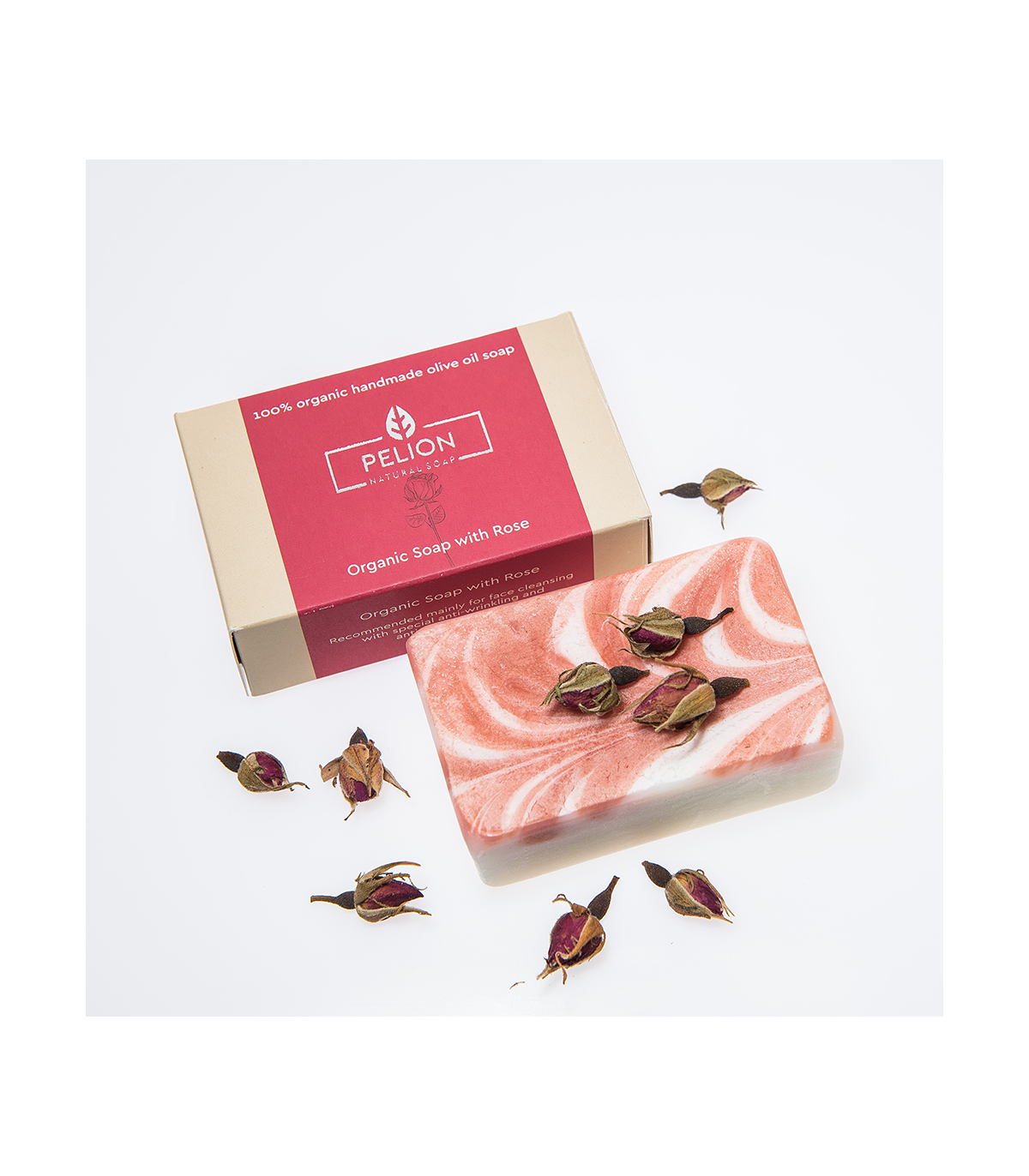 Bio-Rosenseife mit Rosenblättern - 130 g - Pelion